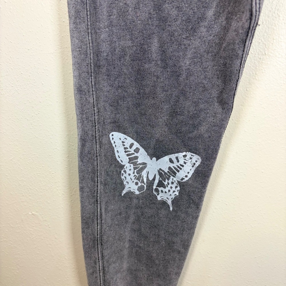 Love and Farewell Mineral Wash Butterfly Heart Joggers Charcoal Sweatpants M - Picture 5 of 13
